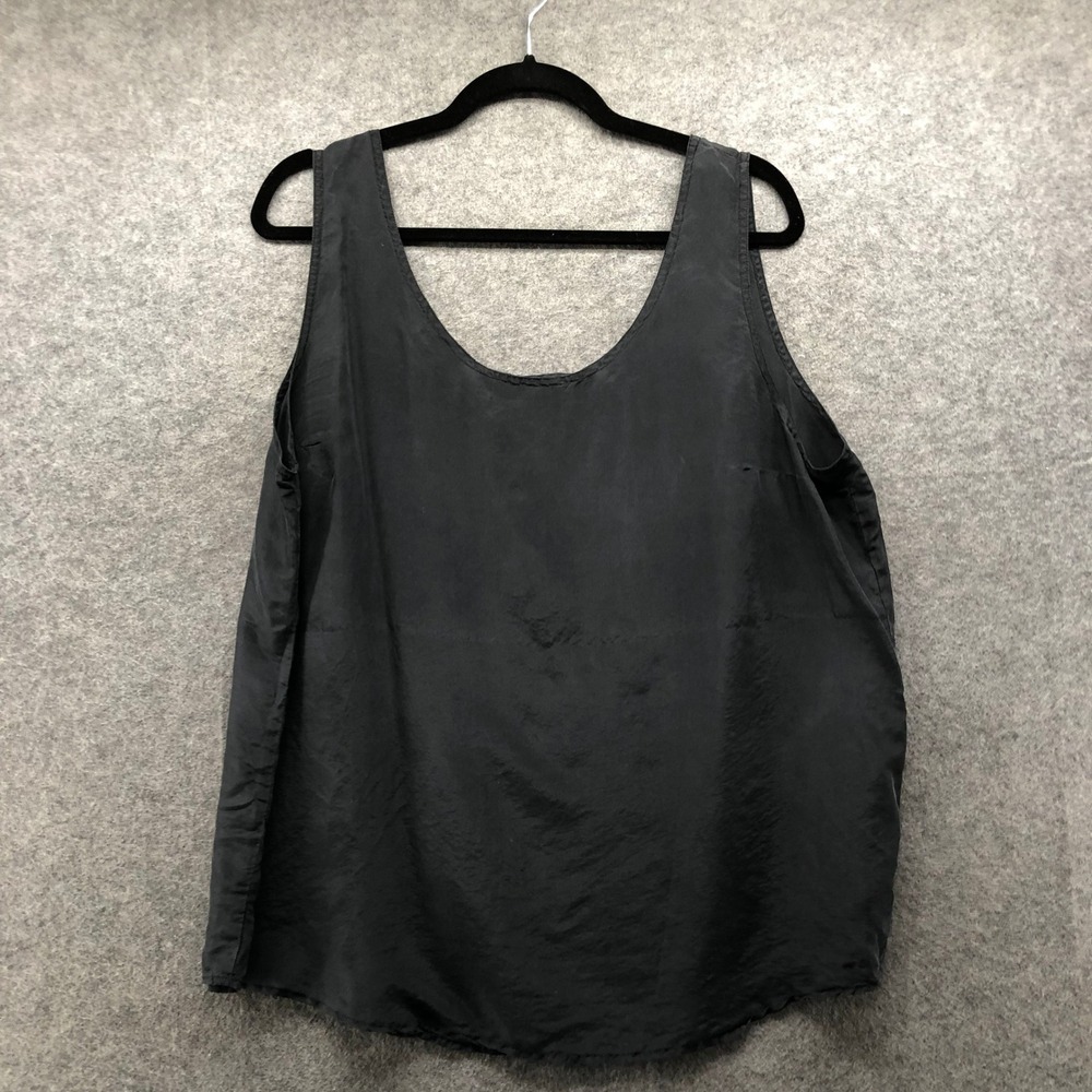 Vintage 90s Y2K 100% Silk Black Tank Top Shell California Cover Womens 22 (2X)
